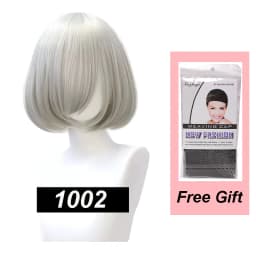 Snoya 35cm Synthetic Short Bob Straight Hair with Trimmable Bangs Lolita Pink Green Blonde Red Cosplay Wigs for Women+Wig Cap