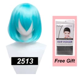 Snoya 35cm Synthetic Short Bob Straight Hair with Trimmable Bangs Lolita Pink Green Blonde Red Cosplay Wigs for Women+Wig Cap