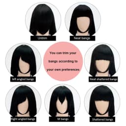 Snoya 35cm Synthetic Short Bob Straight Hair with Trimmable Bangs Lolita Pink Green Blonde Red Cosplay Wigs for Women+Wig Cap