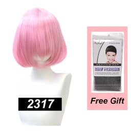 Snoya 35cm Synthetic Short Bob Straight Hair with Trimmable Bangs Lolita Pink Green Blonde Red Cosplay Wigs for Women+Wig Cap