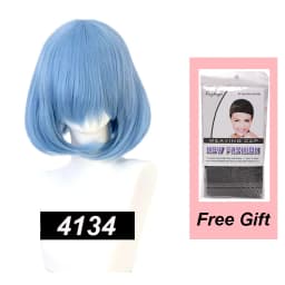 Snoya 35cm Synthetic Short Bob Straight Hair with Trimmable Bangs Lolita Pink Green Blonde Red Cosplay Wigs for Women+Wig Cap