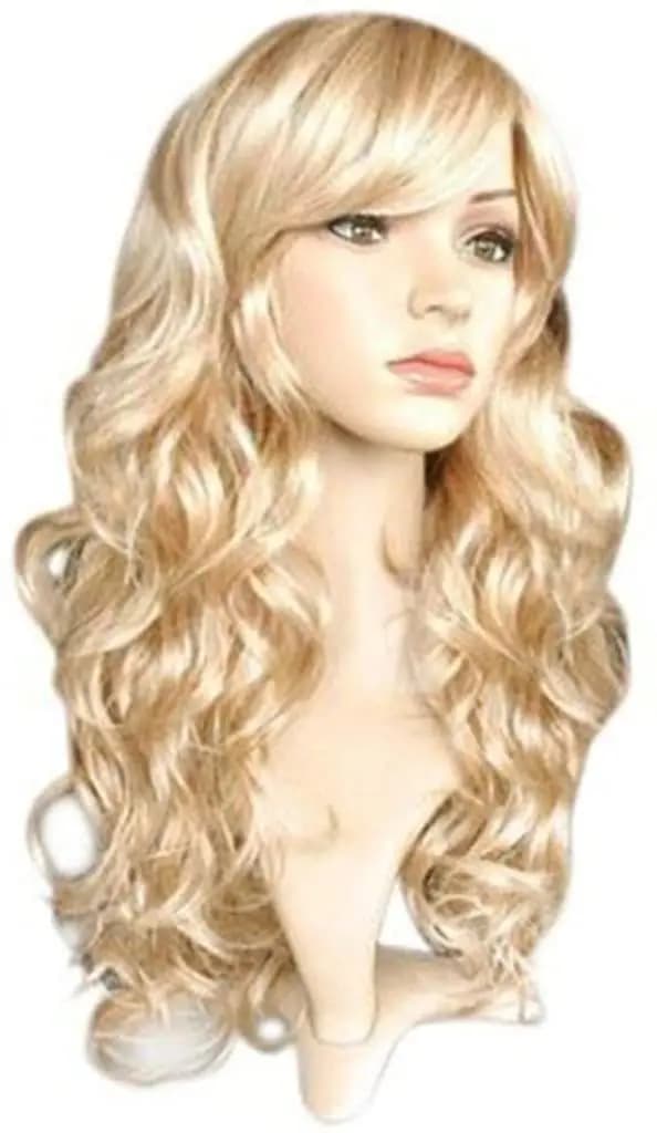 Long Wavy Syntehtci Hair Cosutme Gold Hair Heat Resistant Cosplay Wig for Women Mixed Blonde Party