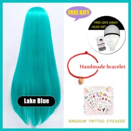 HUAYA 100cm Long Straight Wig Synthetic Cosplay Wig for Women Blonde Red Pink Grey Purple 23 Colors False Hair Christmas Wigs