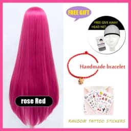 HUAYA 100cm Long Straight Wig Synthetic Cosplay Wig for Women Blonde Red Pink Grey Purple 23 Colors False Hair Christmas Wigs