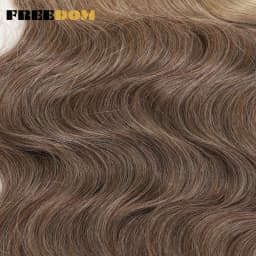 FREEDOM Synthetic Body Wave Crochet Hair 24 Inches 3PCS Hair Braids Fake Hair Wavy Ombre Brown Blonde Braiding Hair Extensions