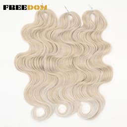 FREEDOM Synthetic Body Wave Crochet Hair 24 Inches 3PCS Hair Braids Fake Hair Wavy Ombre Brown Blonde Braiding Hair Extensions