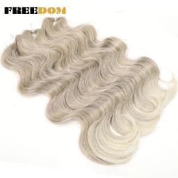 FREEDOM Synthetic Body Wave Crochet Hair 24 Inches 3PCS Hair Braids Fake Hair Wavy Ombre Brown Blonde Braiding Hair Extensions