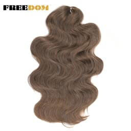 FREEDOM Synthetic Body Wave Crochet Hair 24 Inches 3PCS Hair Braids Fake Hair Wavy Ombre Brown Blonde Braiding Hair Extensions