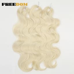 FREEDOM Synthetic Body Wave Crochet Hair 24 Inches 3PCS Hair Braids Fake Hair Wavy Ombre Brown Blonde Braiding Hair Extensions