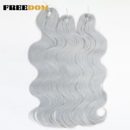 FREEDOM Synthetic Body Wave Crochet Hair 24 Inches 3PCS Hair Braids Fake Hair Wavy Ombre Brown Blonde Braiding Hair Extensions