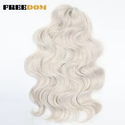 FREEDOM Synthetic Body Wave Crochet Hair 24 Inches 3PCS Hair Braids Fake Hair Wavy Ombre Brown Blonde Braiding Hair Extensions