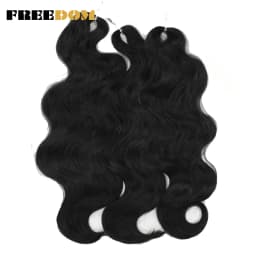 FREEDOM Synthetic Body Wave Crochet Hair 24 Inches 3PCS Hair Braids Fake Hair Wavy Ombre Brown Blonde Braiding Hair Extensions