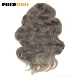 FREEDOM Synthetic Body Wave Crochet Hair 24 Inches 3PCS Hair Braids Fake Hair Wavy Ombre Brown Blonde Braiding Hair Extensions