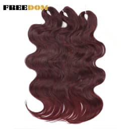 FREEDOM Synthetic Body Wave Crochet Hair 24 Inches 3PCS Hair Braids Fake Hair Wavy Ombre Brown Blonde Braiding Hair Extensions