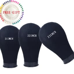 21-23inch Canvas Block Wig Black Head For Wigs Making Display Styling Mannequin Manikin Head