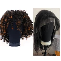 21-23inch Canvas Block Wig Black Head For Wigs Making Display Styling Mannequin Manikin Head