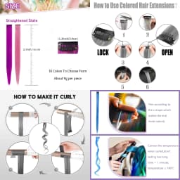 VEYDA Colored Party Highlights Clip in Hair Extensions for Girls 22 Inches Omber Colors Straight Hair Synthetic Hairpieces
