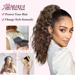 14‘’ Synthetic Short Wave Ponytail Claw Clip in Hair Extension Black Brown Gold Hairpiece for Women