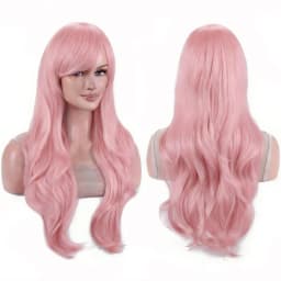 Synthetic Hair Long Wavy Rose Red Starfire Lolita Cosplay Wig Anime Wigs Morgiana Halloween Costume Wig for Girl