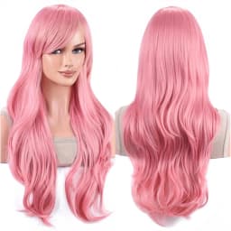 Synthetic Hair Long Wavy Rose Red Starfire Lolita Cosplay Wig Anime Wigs Morgiana Halloween Costume Wig for Girl