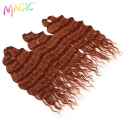 Magic 24Inch 3PCS Loose Wave Synthetic Crochet Hair Bundles Copper Red Heat Resistant Hair Extensions For Women Braiding Styling