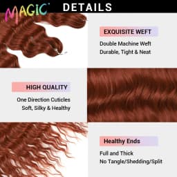 Magic 24Inch 3PCS Loose Wave Synthetic Crochet Hair Bundles Copper Red Heat Resistant Hair Extensions For Women Braiding Styling