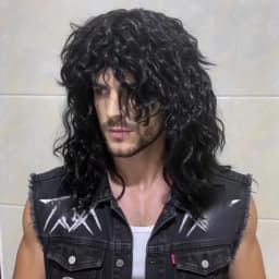 1 Piece of Men's Rock and Punk Synthetic Wig from the 70s and 80s,Featuring Heat-Resistant Long Curls Carnival,St. Patrick's Day