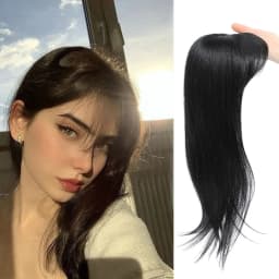 Synthetic Long Straight Topper Hair Piece With Bangs Invisible Seamless Clip Overhead Toupee Replacement block Cover White Hair