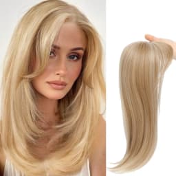 Synthetic Long Straight Topper Hair Piece With Bangs Invisible Seamless Clip Overhead Toupee Replacement block Cover White Hair