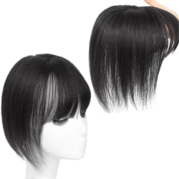 Synthetic Long Straight Topper Hair Piece With Bangs Invisible Seamless Clip Overhead Toupee Replacement block Cover White Hair