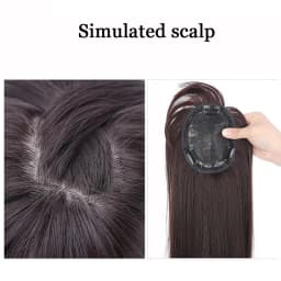 Synthetic Long Straight Topper Hair Piece With Bangs Invisible Seamless Clip Overhead Toupee Replacement block Cover White Hair