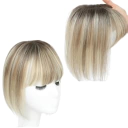 Synthetic Long Straight Topper Hair Piece With Bangs Invisible Seamless Clip Overhead Toupee Replacement block Cover White Hair