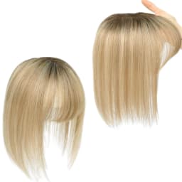 Synthetic Long Straight Topper Hair Piece With Bangs Invisible Seamless Clip Overhead Toupee Replacement block Cover White Hair