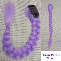 Rumi Purple Braids Cosplay Hair Extensions 26Inch Synthetic Braiding Hair Easy Clip in Ponytail for Cosplay Halloween Costume