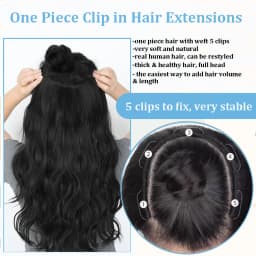 Clip in One Piece Straight 10inches with 5clips Human Hair Extension Brazilian Remy Hairpiece Clip in Hair Extensions Natural