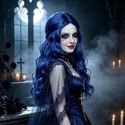 Bright Blue Half Up Long Wavy Wig Synthetic Hair Middle Part Anime Cosplay Halloween Costume Party Full Wigs for Women Girls