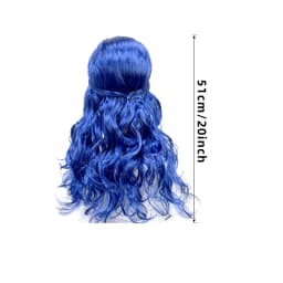 Bright Blue Half Up Long Wavy Wig Synthetic Hair Middle Part Anime Cosplay Halloween Costume Party Full Wigs for Women Girls