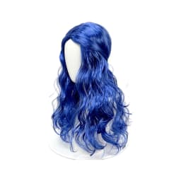 Bright Blue Half Up Long Wavy Wig Synthetic Hair Middle Part Anime Cosplay Halloween Costume Party Full Wigs for Women Girls