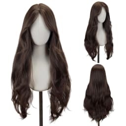 Synthetic Middle Part Wig without Bangs Dark Brown Daily Use Natural Hair Heat Resistant Long Wigs for Women