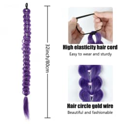 Purple Kpop Witch Hunting Group Cosplay Anime Wig With the Same Headband Golden Thread Ponytail Wig Braid