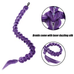 Purple Kpop Witch Hunting Group Cosplay Anime Wig With the Same Headband Golden Thread Ponytail Wig Braid