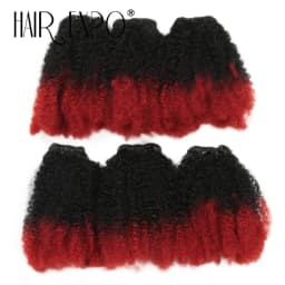 6PCS Afro Kinky Curly Hair Bundles 8' Synthetic Hair Weft Curly Weave Ombre Protein Fiber Marley Twist Braiding Hair Extensions