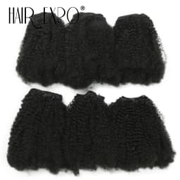 6PCS Afro Kinky Curly Hair Bundles 8' Synthetic Hair Weft Curly Weave Ombre Protein Fiber Marley Twist Braiding Hair Extensions