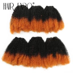 6PCS Afro Kinky Curly Hair Bundles 8' Synthetic Hair Weft Curly Weave Ombre Protein Fiber Marley Twist Braiding Hair Extensions