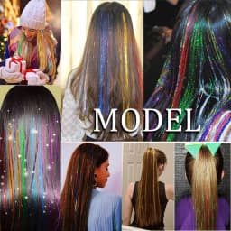 48inch Shiny Sparkle Hair Tinsel Kit Rainbow Women Colorful Glitter Bling Hair Extension Twinkle Hair Dazzles Accessories for