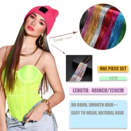 48inch Shiny Sparkle Hair Tinsel Kit Rainbow Women Colorful Glitter Bling Hair Extension Twinkle Hair Dazzles Accessories for