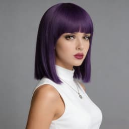 Straight Synthetic Hair Bob Wigs For Women Cosplay White Wig Purple Short Black Wig With Bangs Party Female Layered Wigs