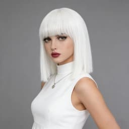 Straight Synthetic Hair Bob Wigs For Women Cosplay White Wig Purple Short Black Wig With Bangs Party Female Layered Wigs
