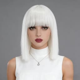 Straight Synthetic Hair Bob Wigs For Women Cosplay White Wig Purple Short Black Wig With Bangs Party Female Layered Wigs