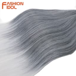 28" 3PCS Ariel Straight Pony Hair Bundles Crochet Braids Hair Synthetic Braiding Hair Ombre Silver Grey Crochet Hair Extensions
